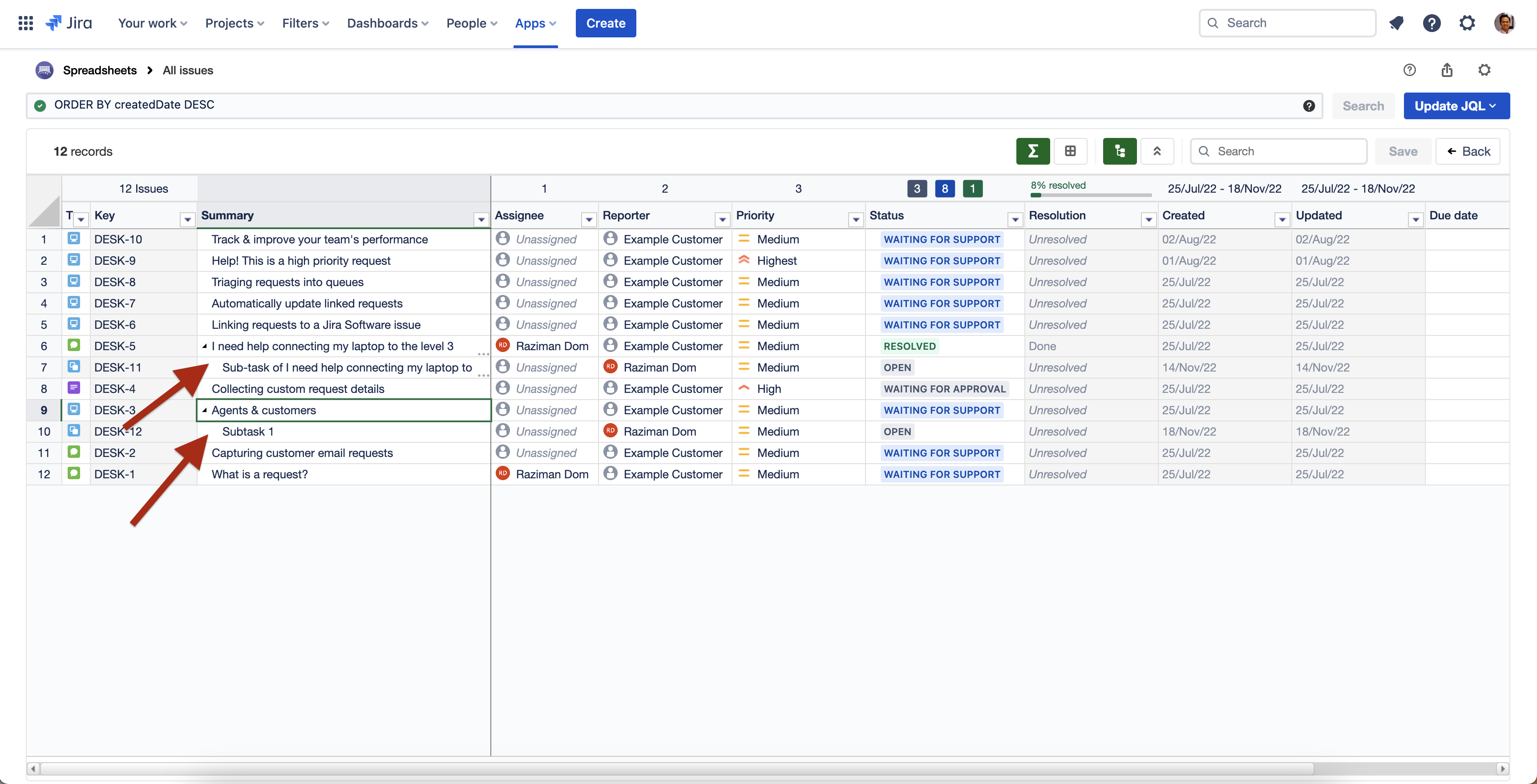 Hide parent key from summary column in Jira result...