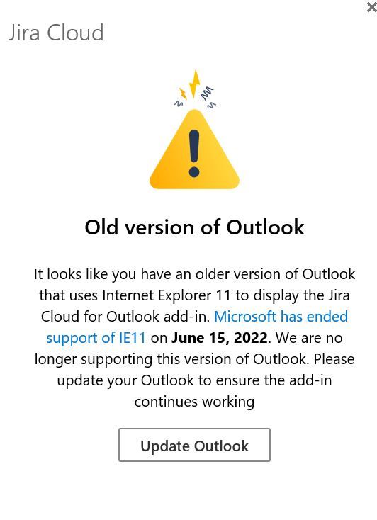 Solved: Outlook Add-in asking for updated outlook