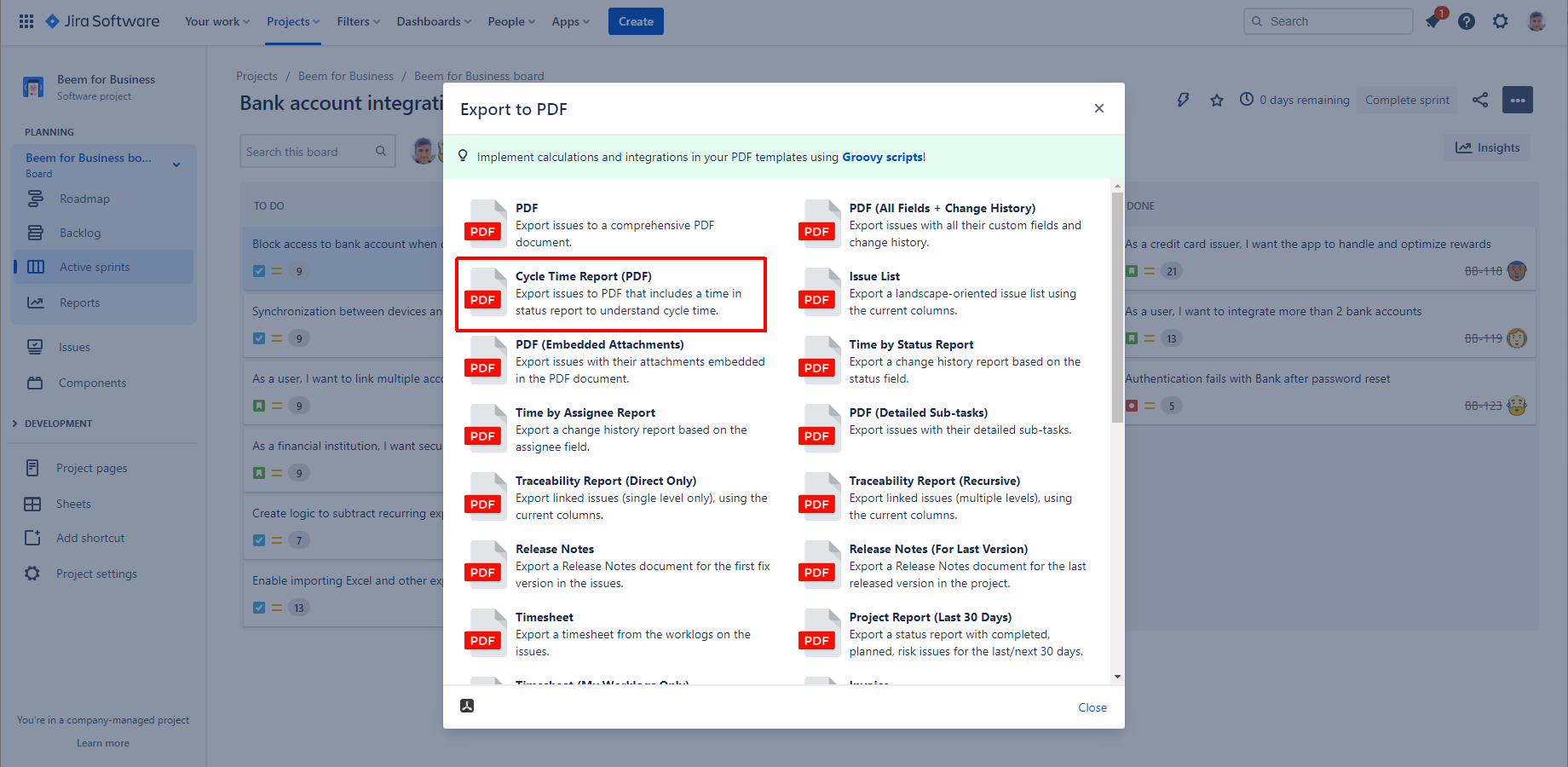Include a time in status report in Jira PDF export... Atlassian Community