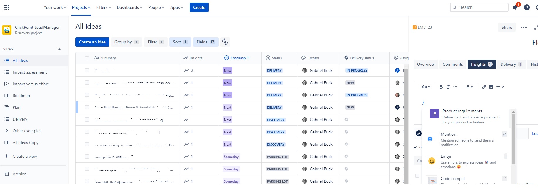 Ability To Add PRD To Insights