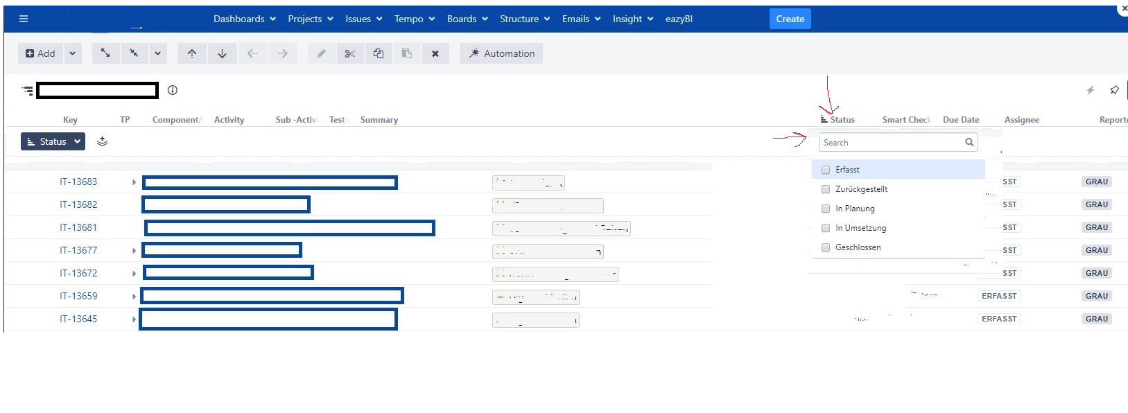 Adding a drop down menu to structure