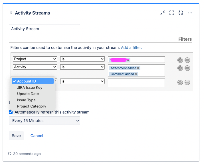 How to properly filter Activity Stream Gadget by W...