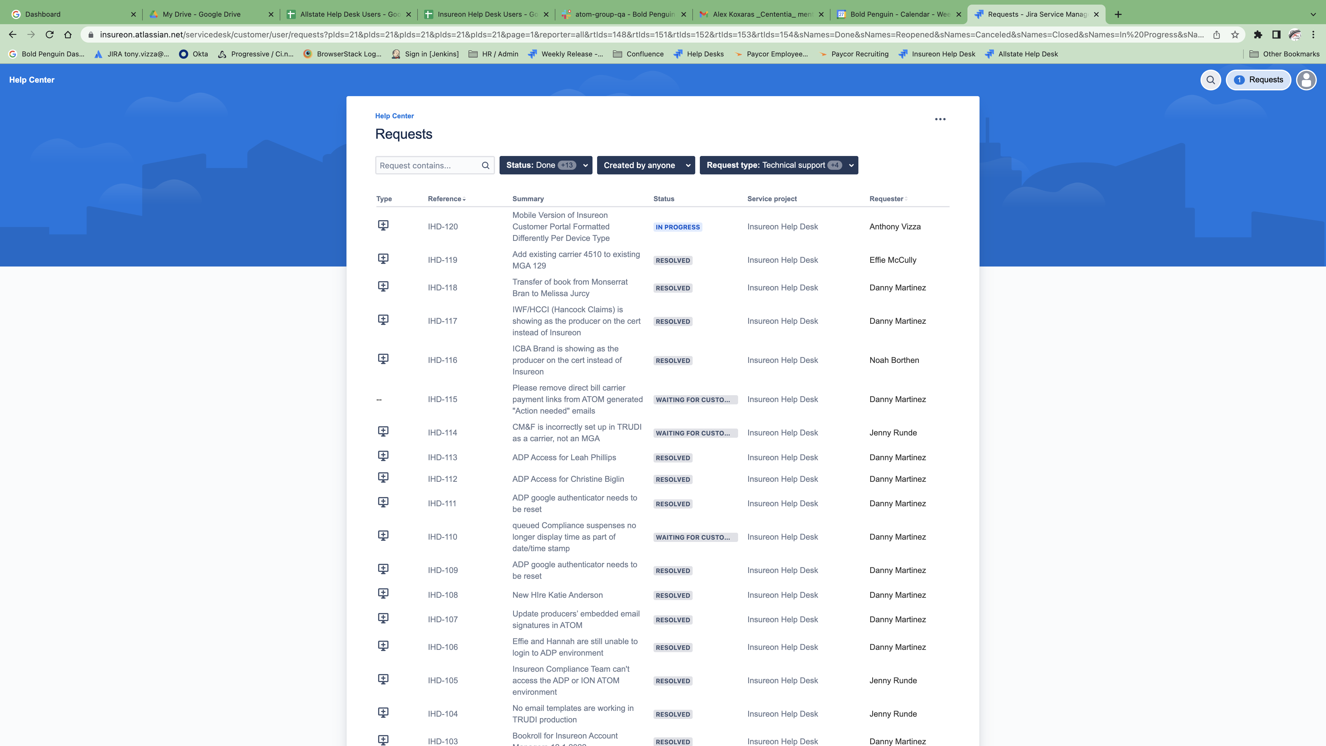 Customer can't see their own tickets in the portal