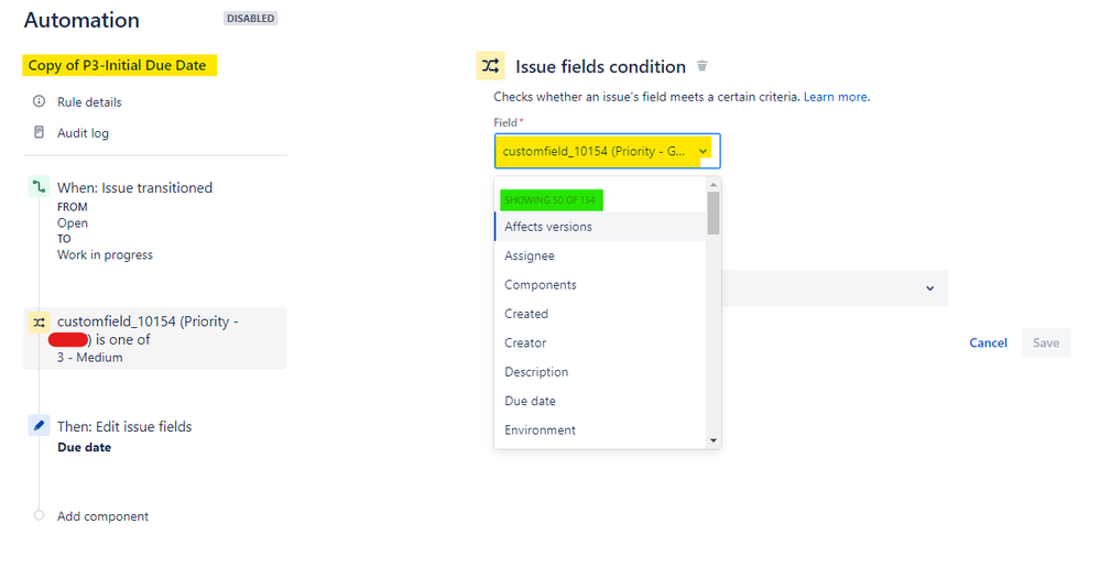 2 Automation Due date issue fields condition.png