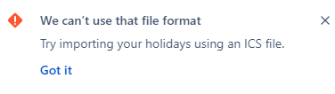 Preview of importing holidays using ics in SLA cal...