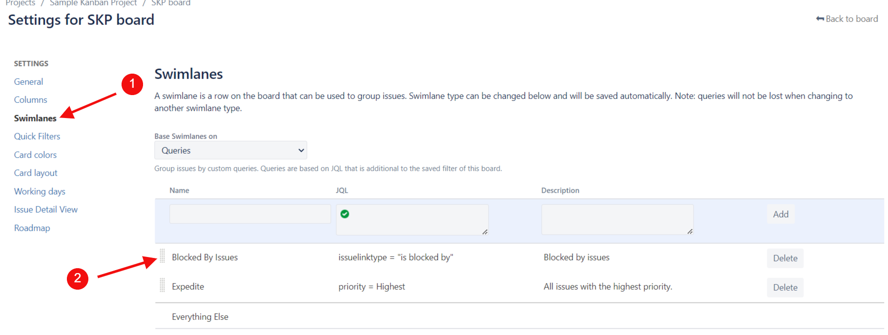 Solved How to configure swimlines showing 'is blocked by'...