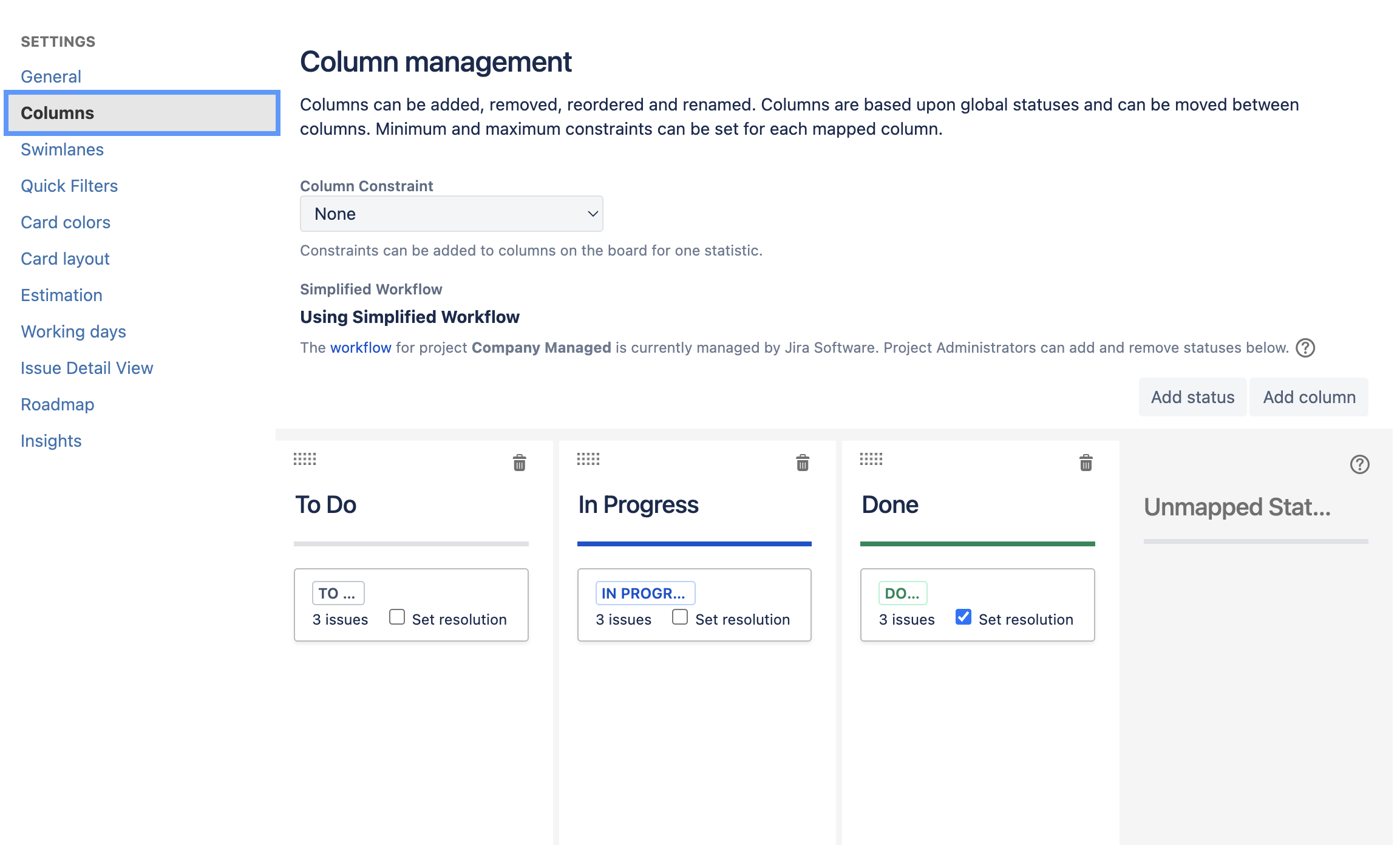 Solved How to hide column in Scrum active view