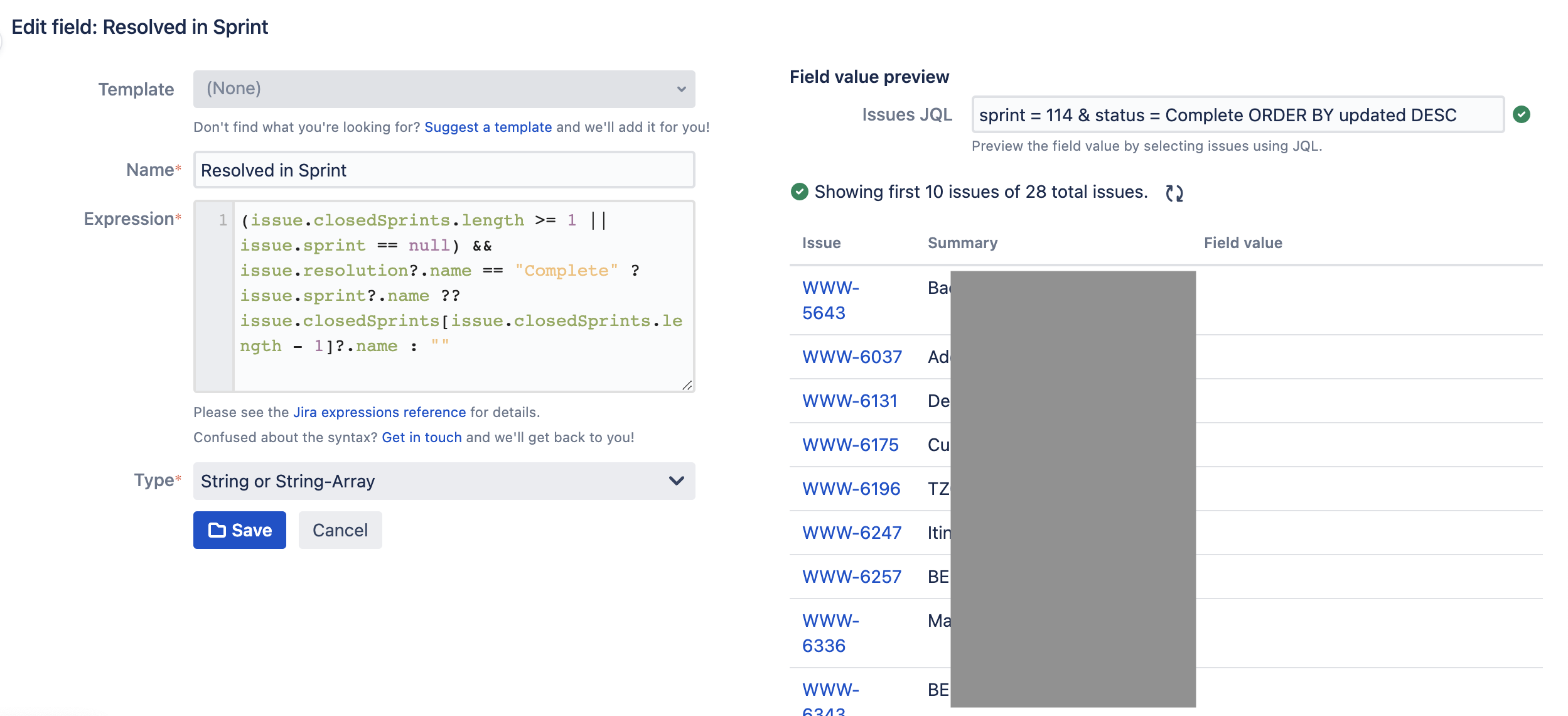 Solved Show issues sorted by the sprint they got complete