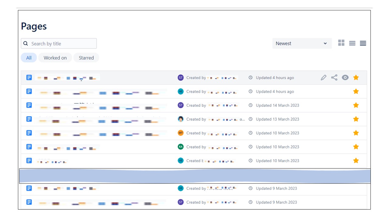 How to download a list of pages created in a space