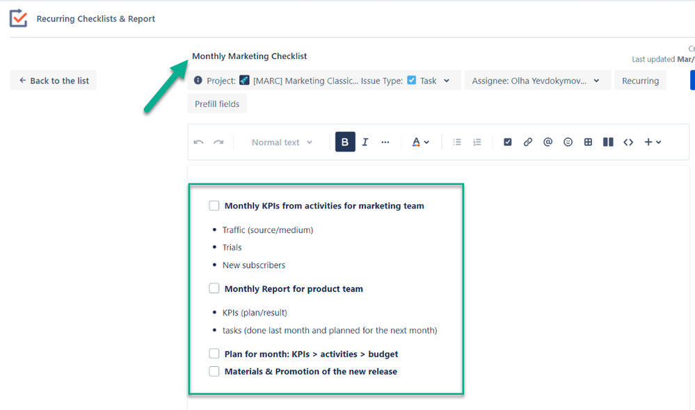Automating recurring tasks in jira with prefill fi atlassian community
