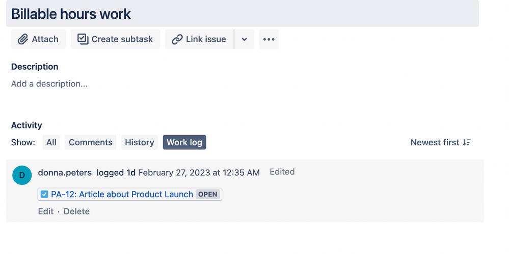 Log work in Jira Issue for Billable and Non-Billable hours.png