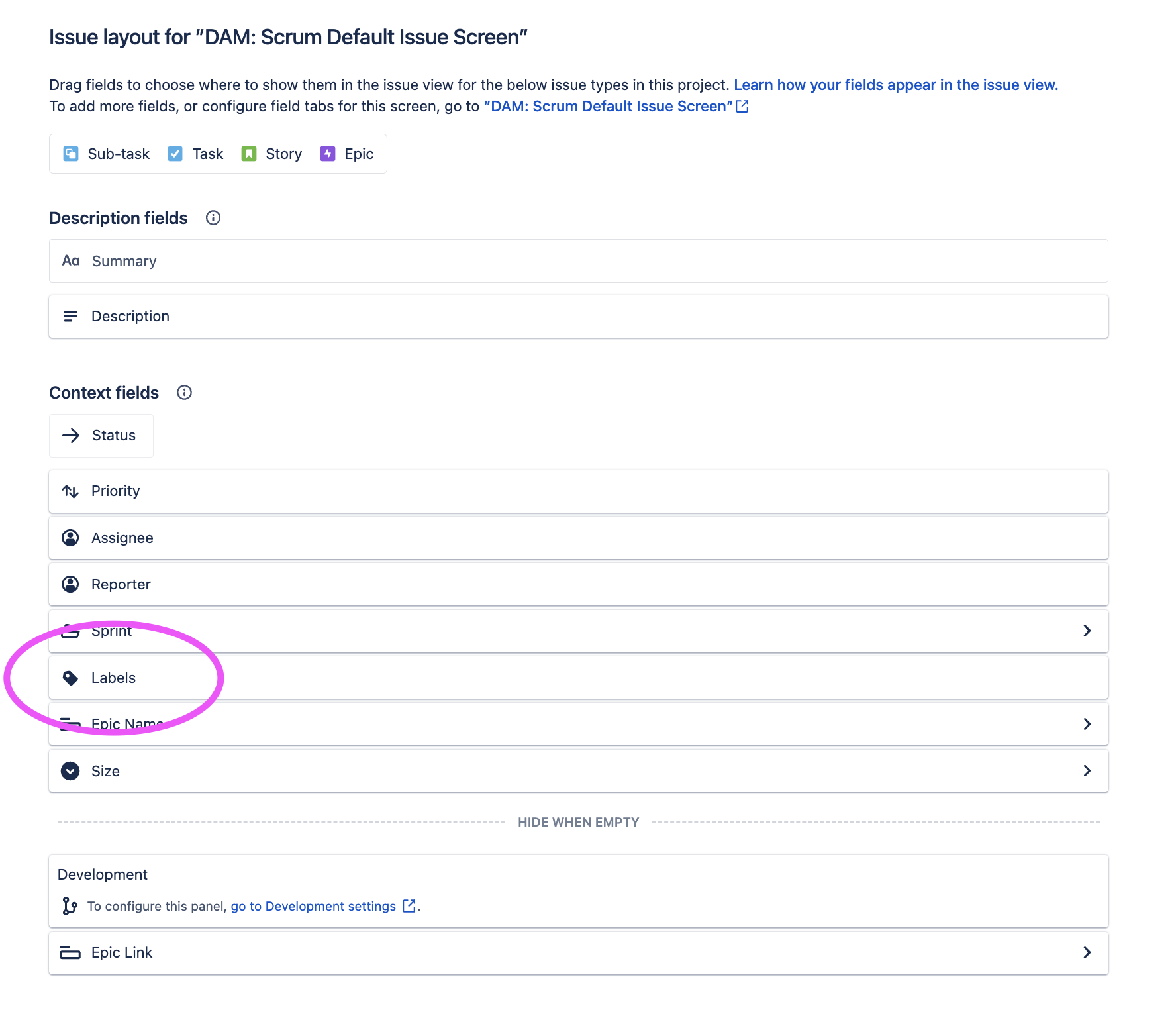 Solved The field "labels" is hidden when the status is DO...