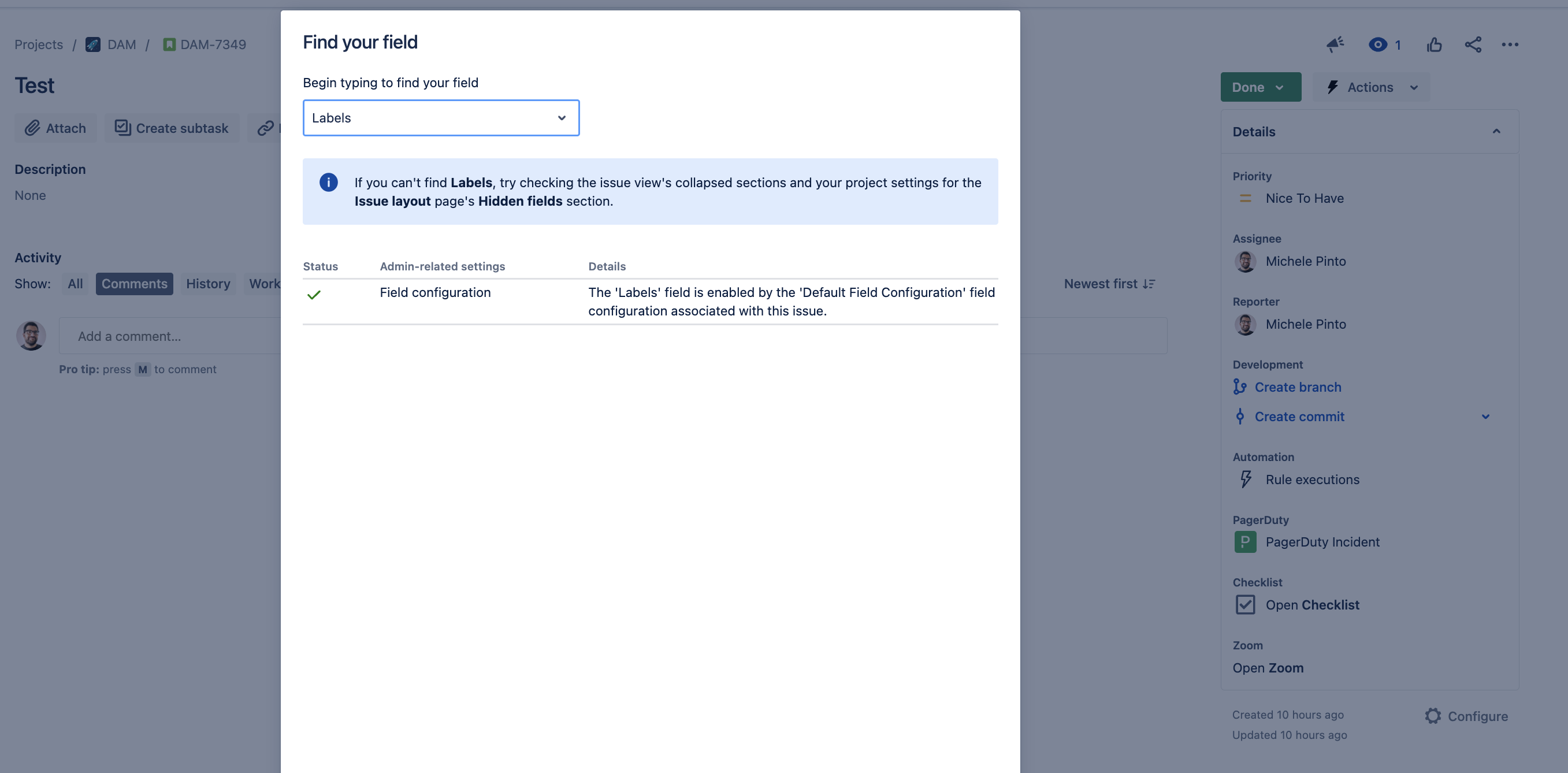 Solved The field "labels" is hidden when the status is DO...