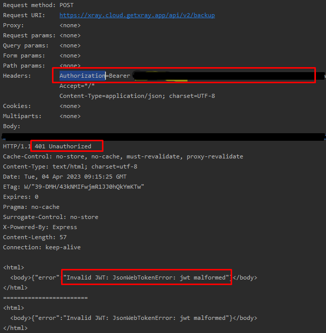 Solved XRay cloud REST API Authorization error 401