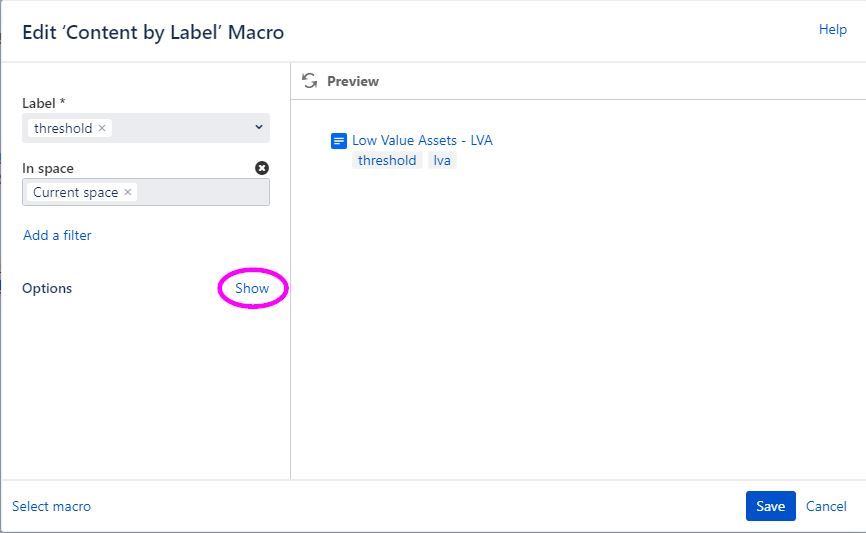 Exclude current page when using a content by label...