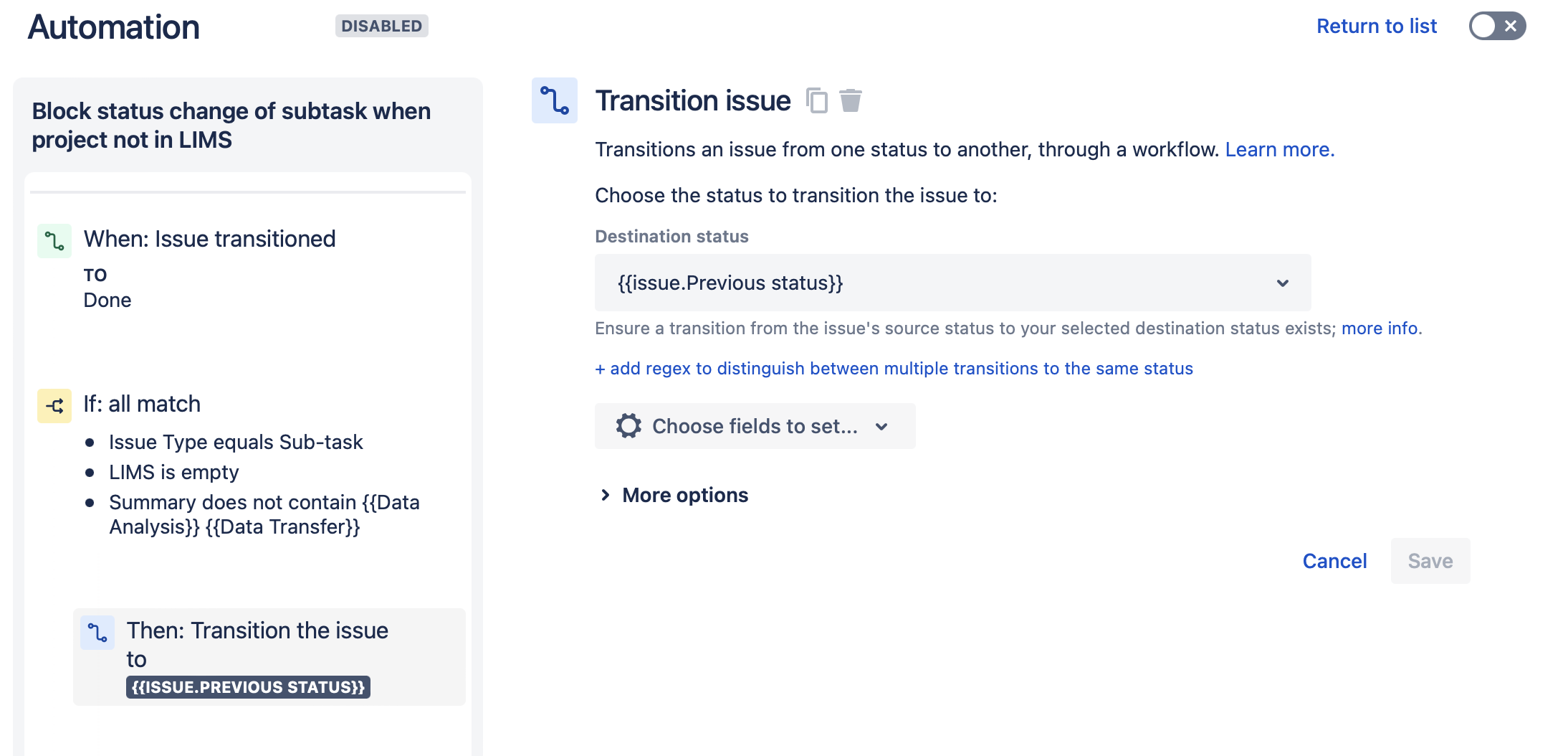 Solved Automation should block status change