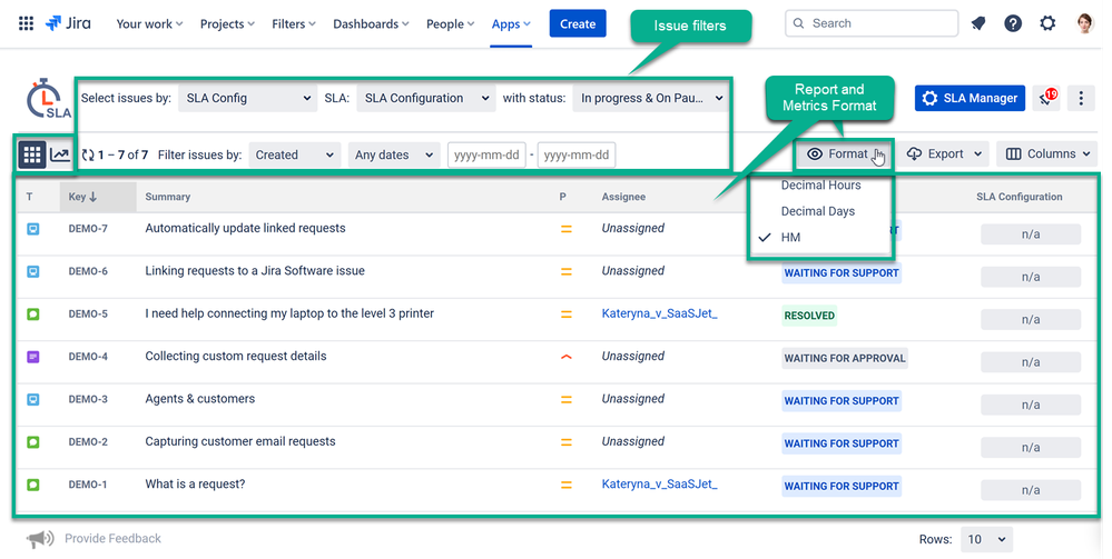 sla time and report issue filter.png