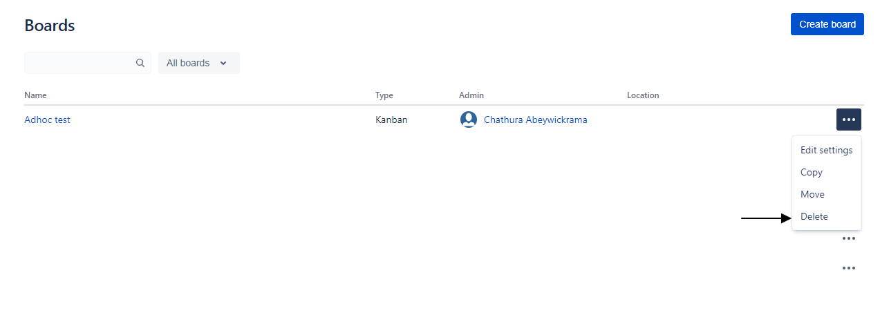 How can i delete a kanban board?
