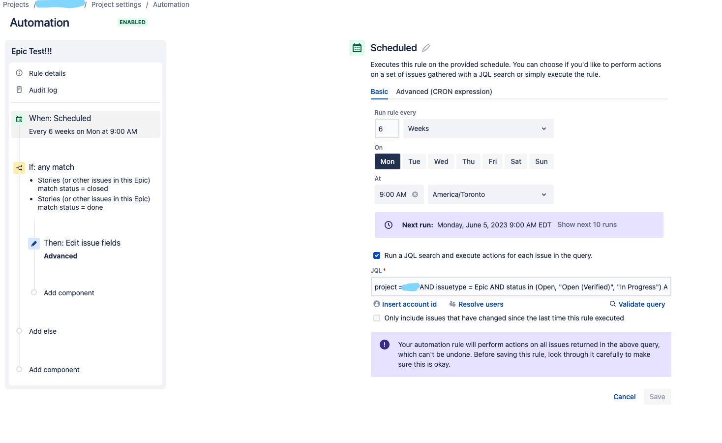 Solved Automation setup to update Status and Epic Status