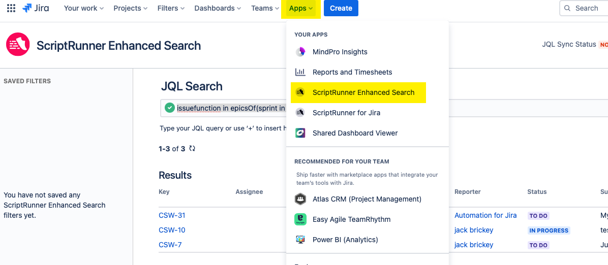 Solved Filter to find a distinct list of epics in a sprin...