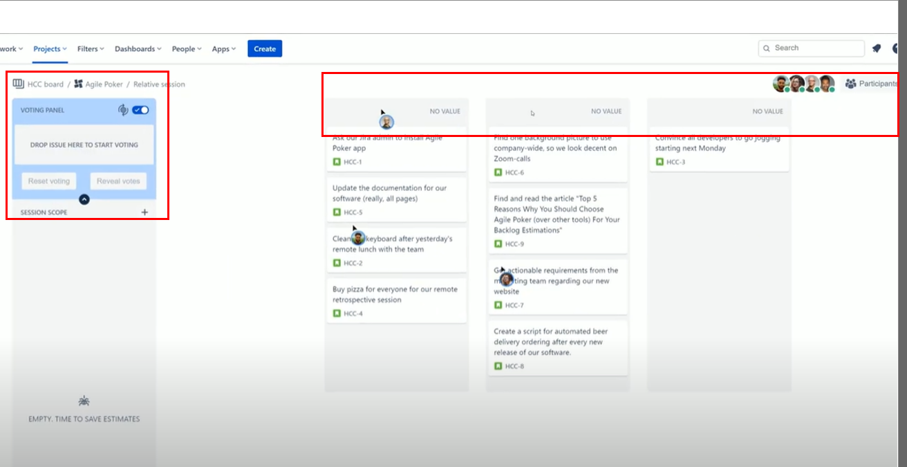 JIRA agile poker relative estimation
