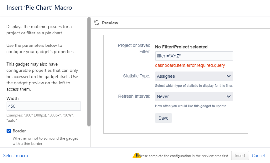 Add jira pie chart gadget in confluence