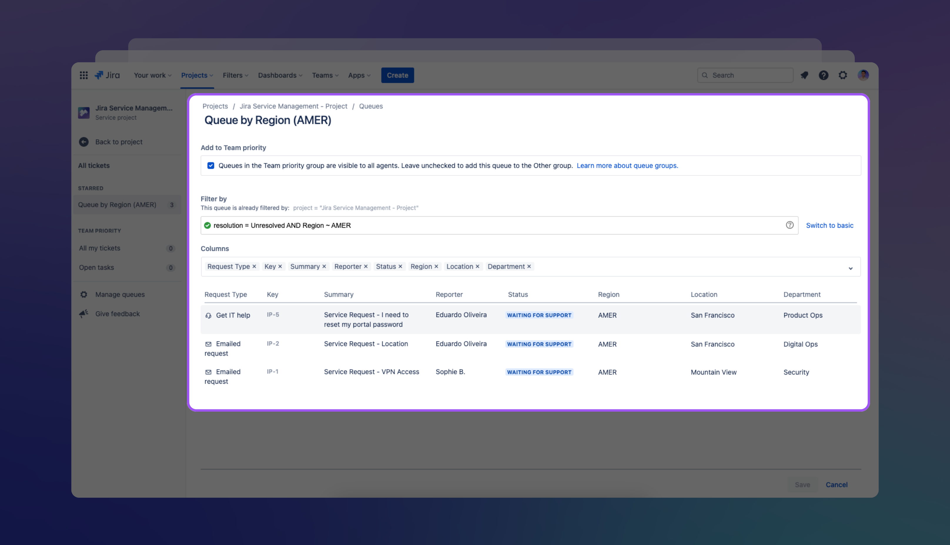 Solved Identify tickets from Countries (JSM)