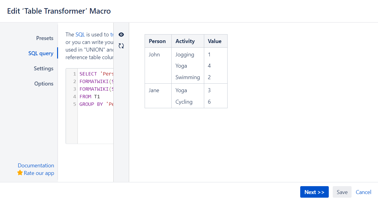 Literal in Pivot function within Table Transformer...