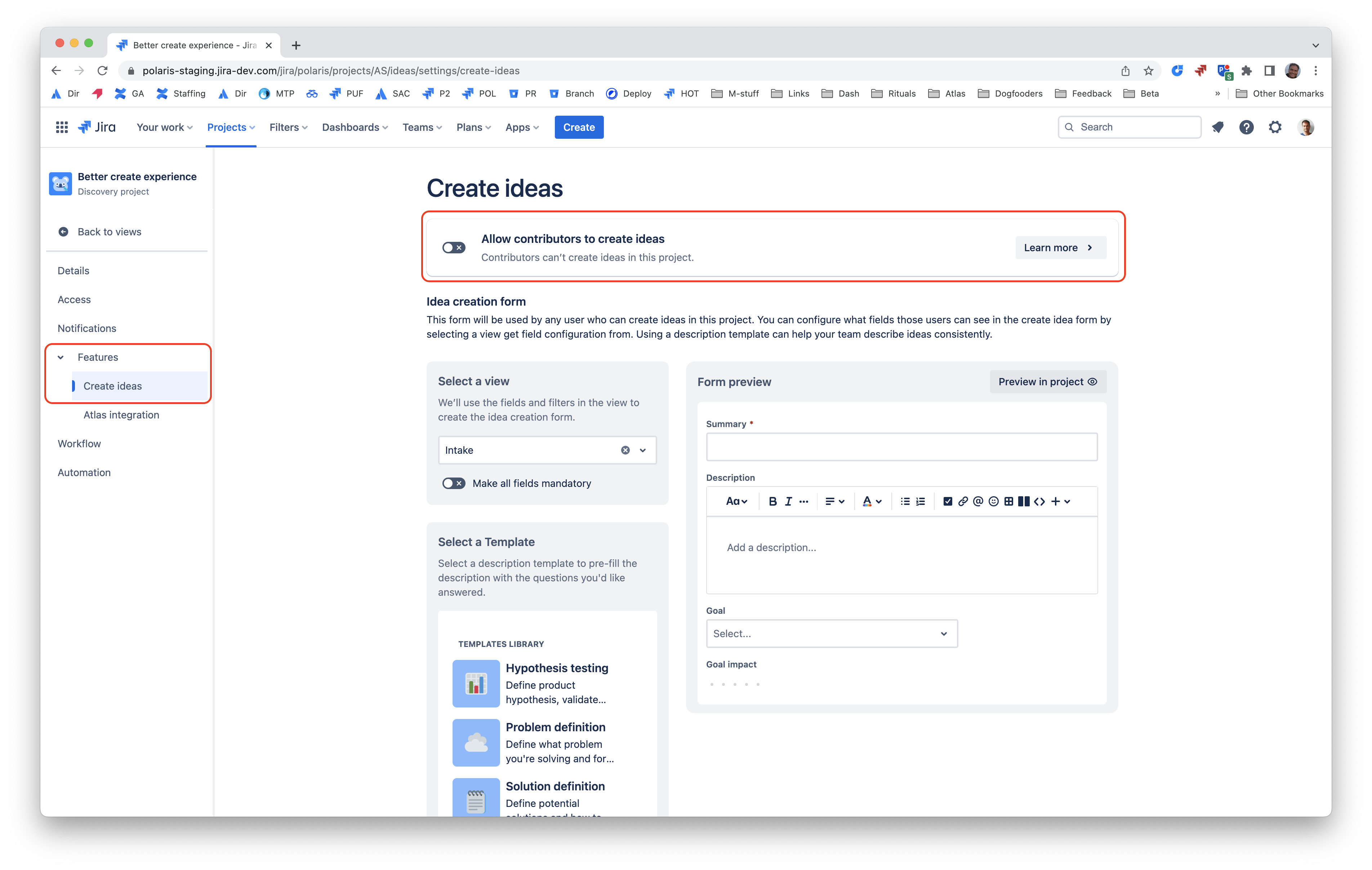 Letting contributors create ideas in a Jira Produc... - Atlassian Community