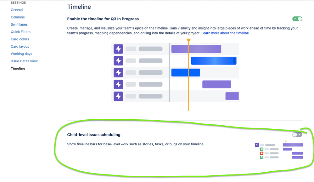 Timeline view: Epic -&gt; task -&gt; subtask hierarchy