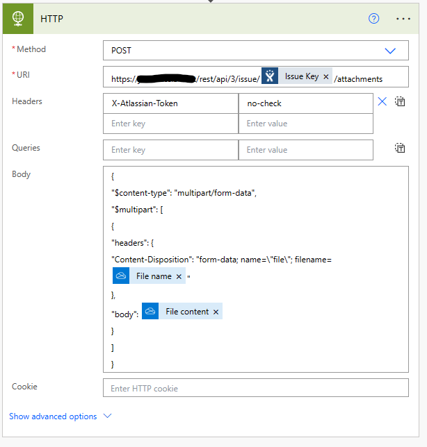 Make API call using power automate with public att...