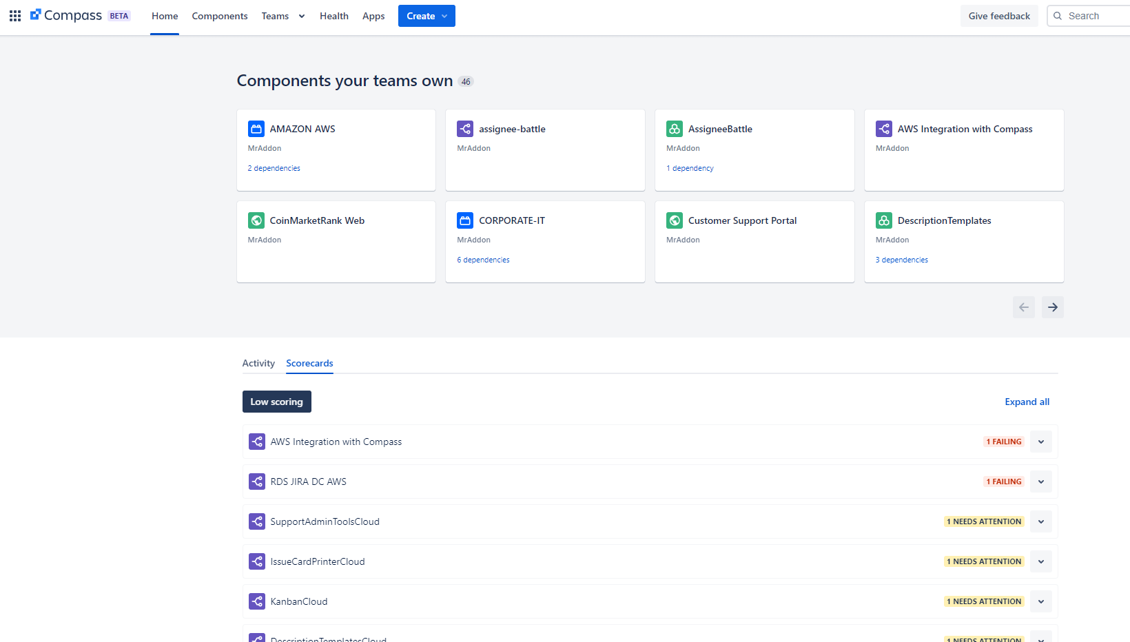 Atlassian Compass (Beta) a source of truth to unit...