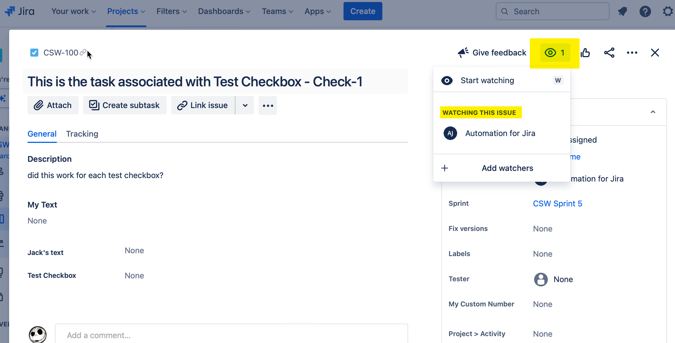 Where can I view the watchers list