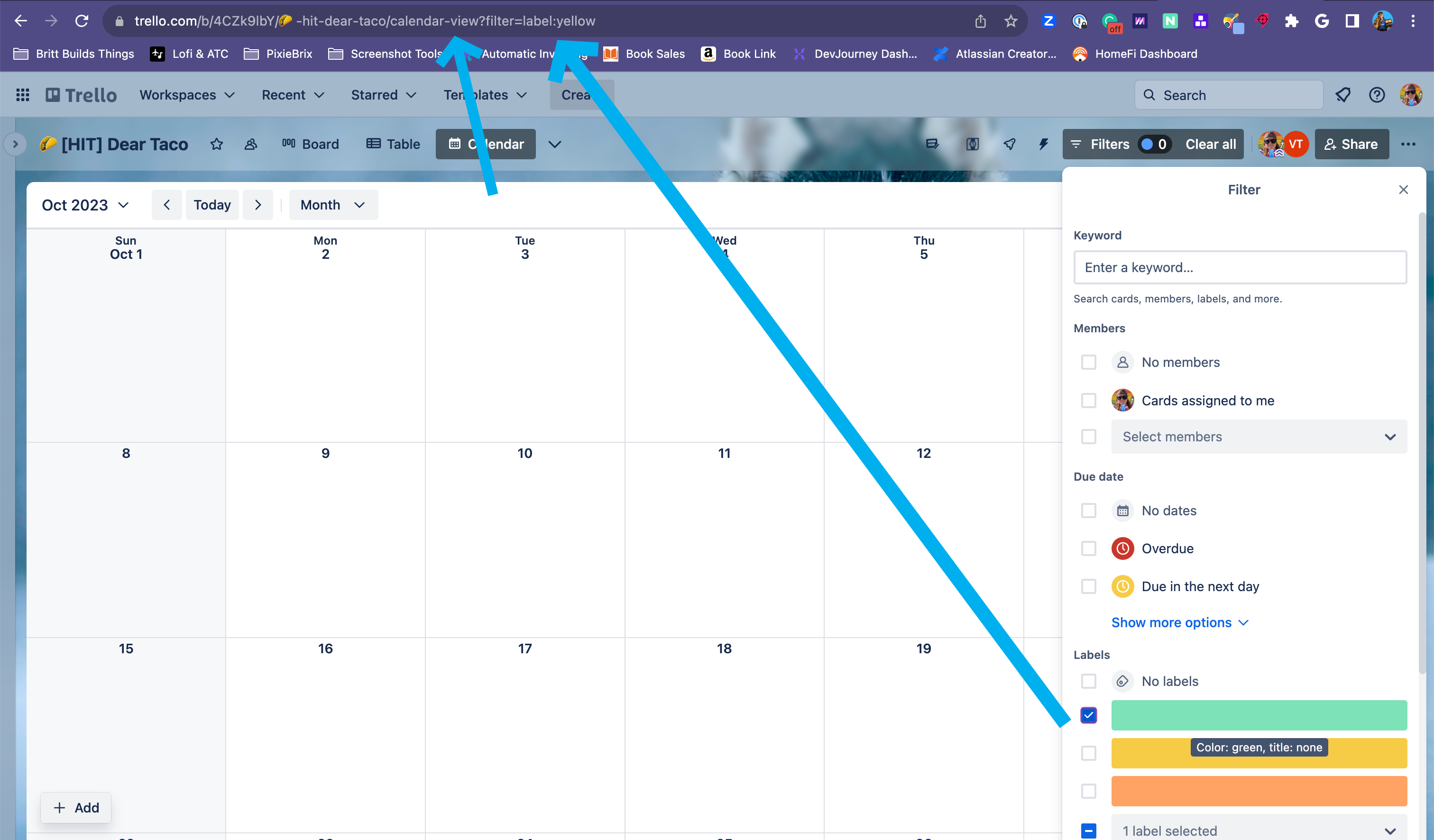 Create a Board Button to filter label and shift to...