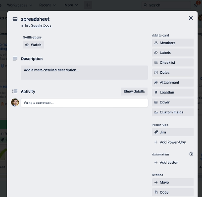 Spreadsheet in Trello.gif