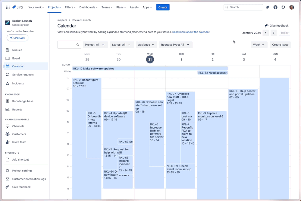 Early access program Jira Service Management calendar