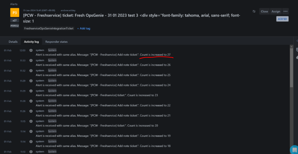 OpsGenie - Count Updating but no actual note on the OG Alert.PNG