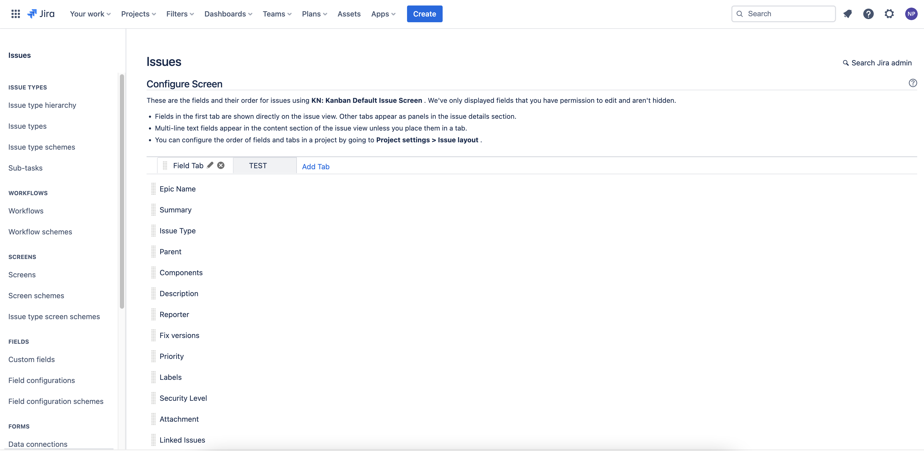 Nested Tabs / Sections in Jira Layout