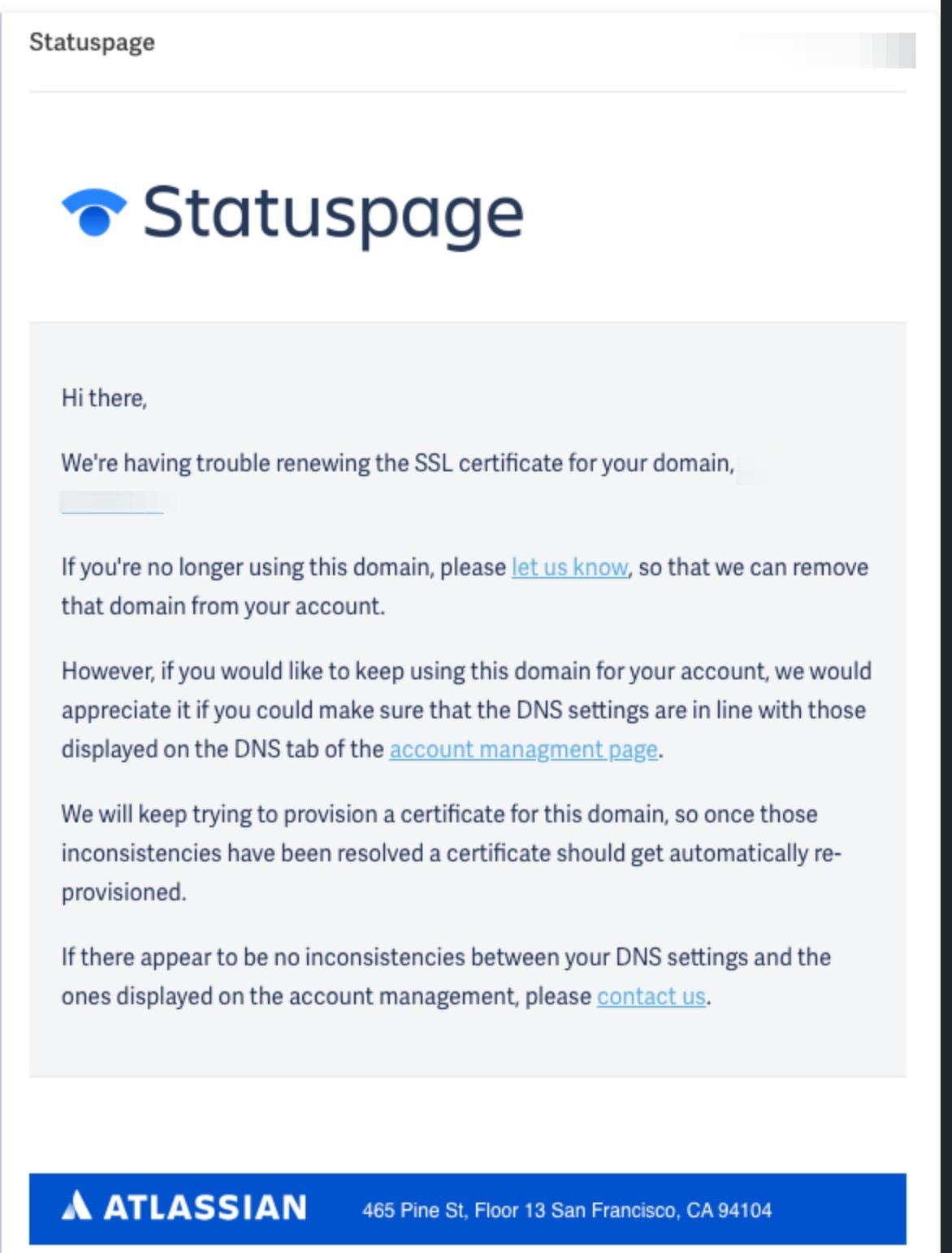 Statuspage SSL