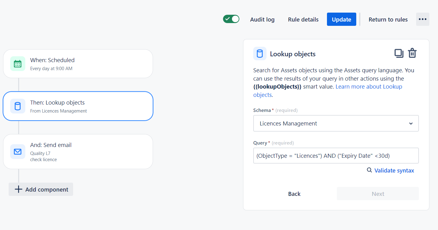 Assets automation to send emails notifications