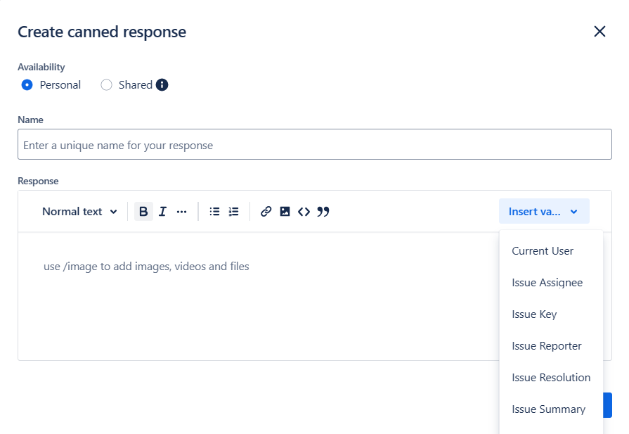 How to add my own value in Canned response?