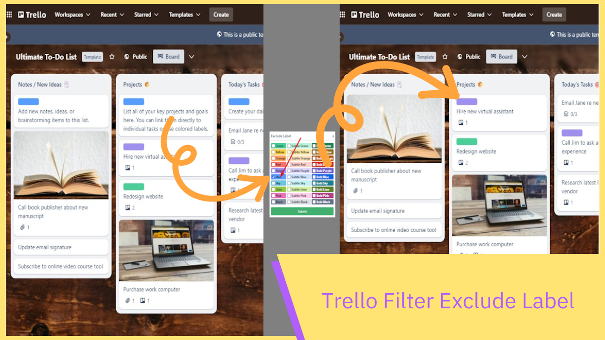 How do I filter to exclude a label? (Trello)