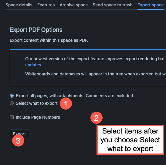 Export parent page with child page in 1 step
