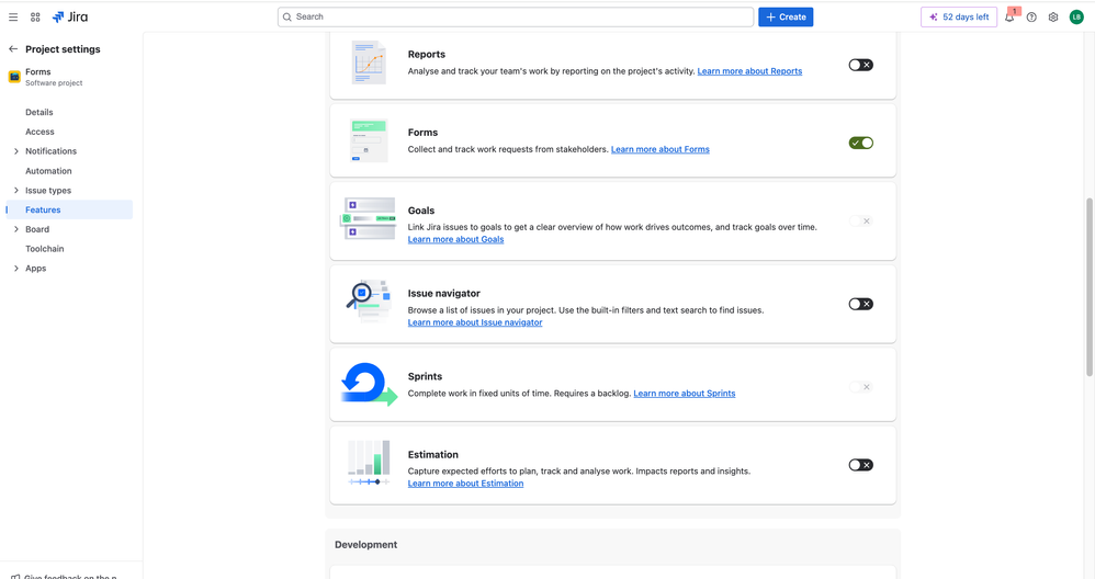 Forms in Jira cloud software projects