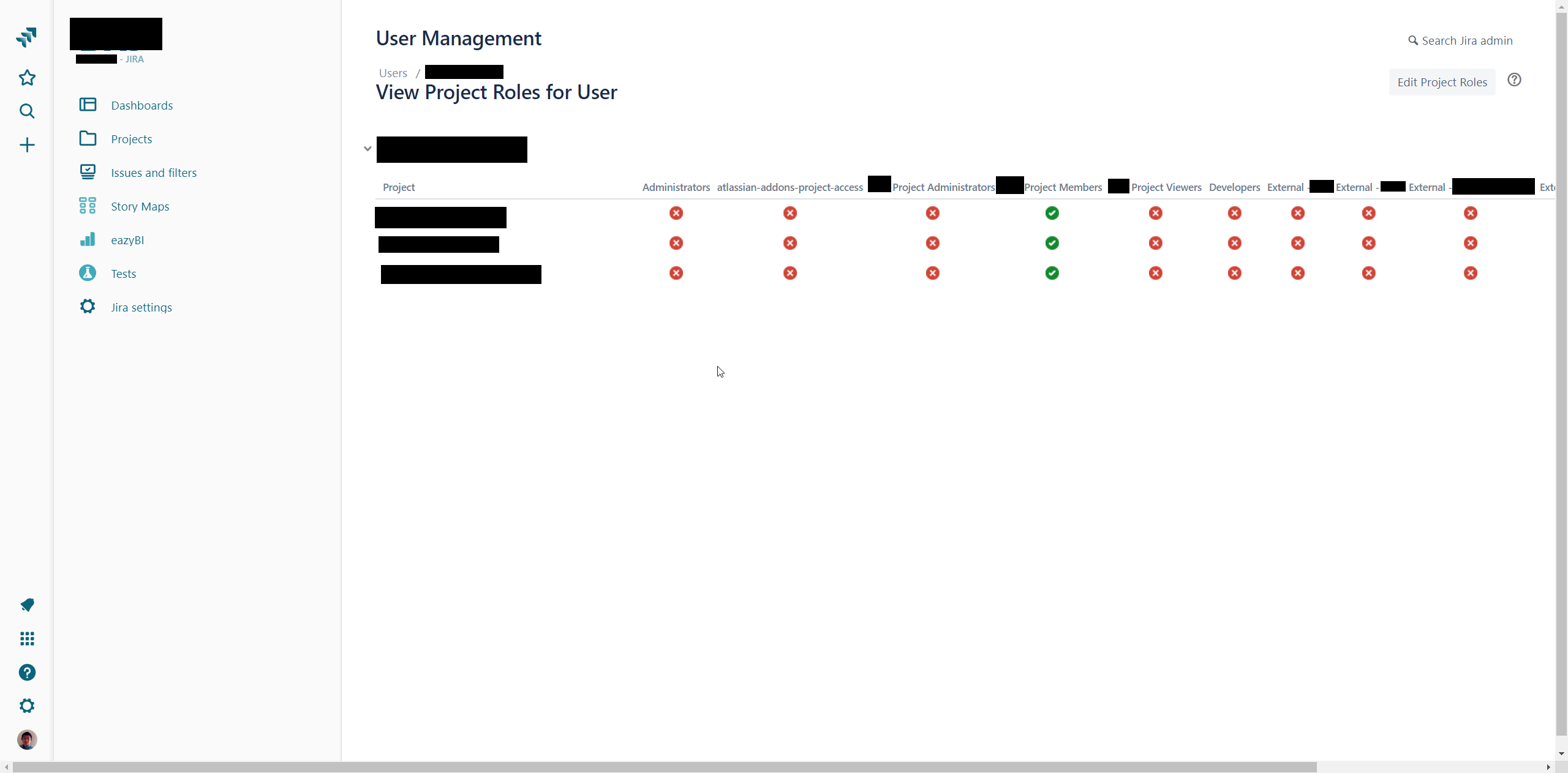 How can I check users' projects permissions in new...