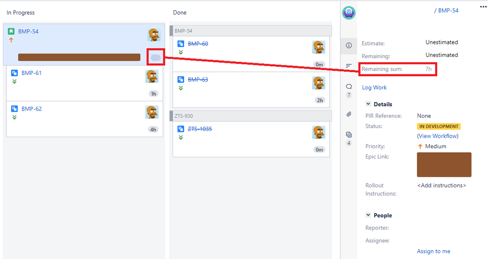 Solved Jira Subtasks and displaying remaining sum instea...