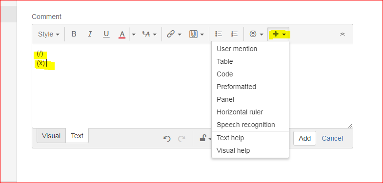How to add tables in comments
