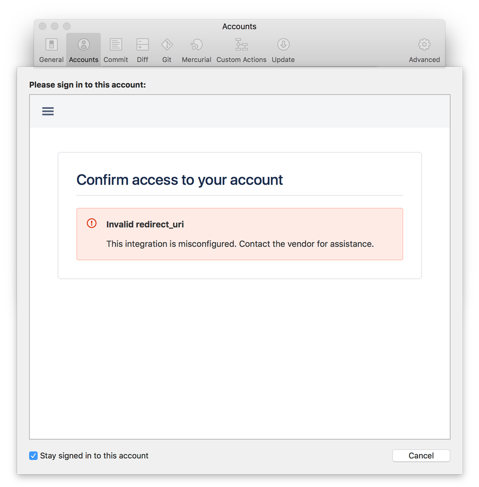 Unable to log into Bitbucket account with SourceTr...
