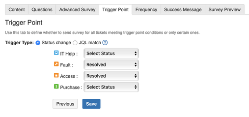 Select conditions that will trigger a survey using surveys for service desk.png