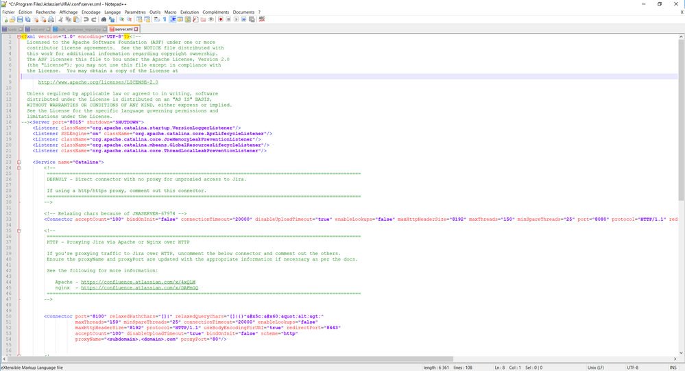how can i change the port number of jira